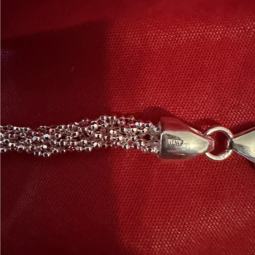 .925 Sterling Silver Sparkling Byzantine Multi Chain Bracelet 7”